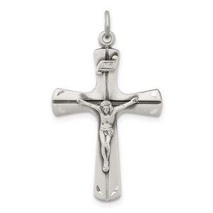 Million Charms 925 Sterling Silver Satin Antiqued Crucifix Pendant